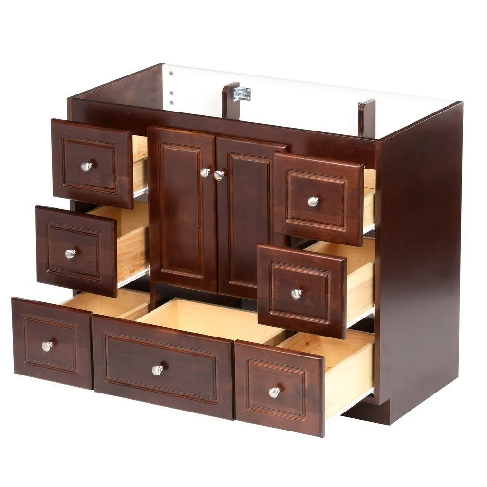Ultraline 42 in. W x 21 in. D x 34.5 in. H Vanity Cabinet Only in Dark Alder, photo 3 of 41