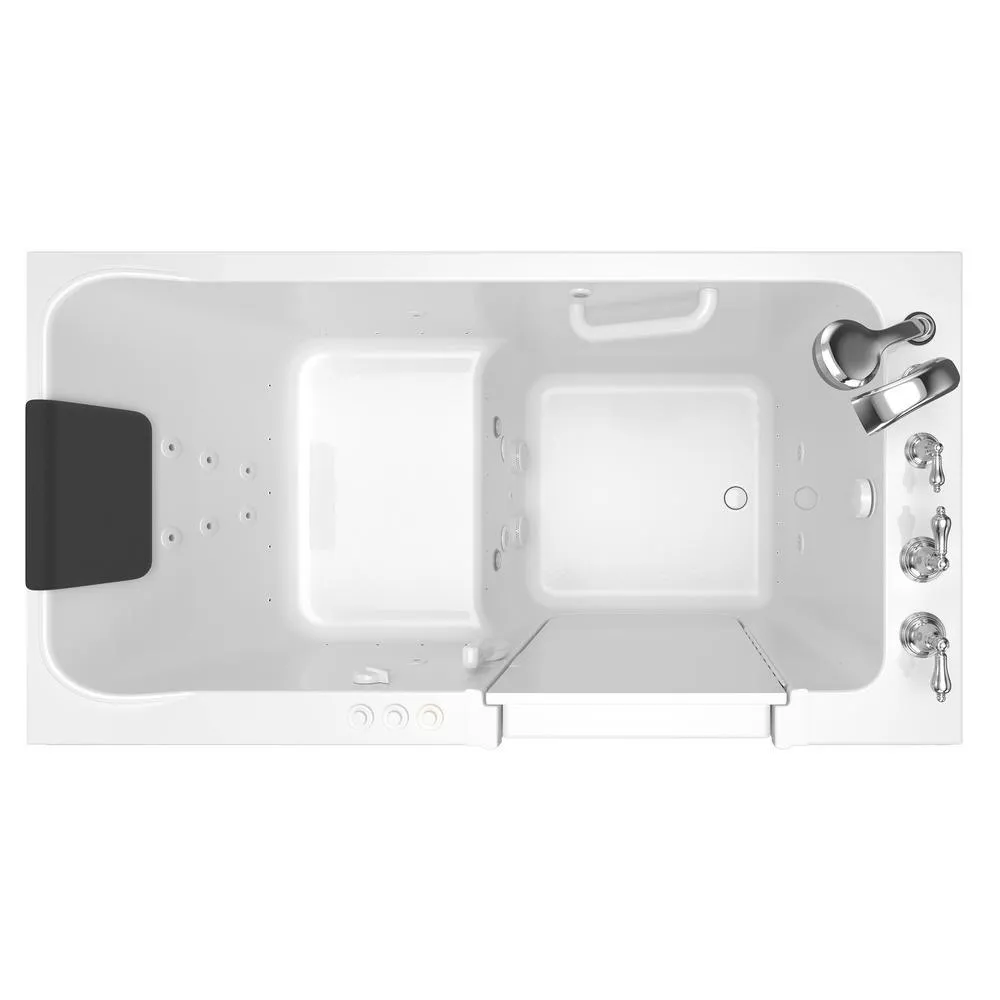 Acrylic Luxury 60 in. Right Hand Walk-In Whirlpool and Air Bathtub in White, photo 2 of 12