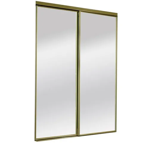 9500 Series 60 × 80 in Bright Gold Mirror/Panel Mirrored Glass Prefinished Steel Sliding Door
