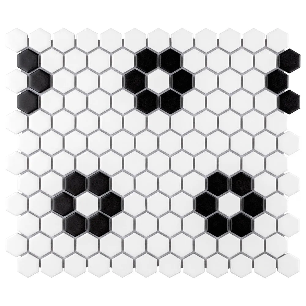 Merola Tile Metro Hex Matte White with Flower Porcelain Mosaic Tile, 10-1/4 in. x 11-7/8 in., 6mm (8.56 sq. ft./Case), photo 6 of 8