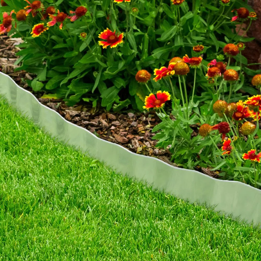 Pure Garden 6.25 in. x 16 ft. Galvanized Steel Lawn Edging Landscape Border, photo 5 of 5