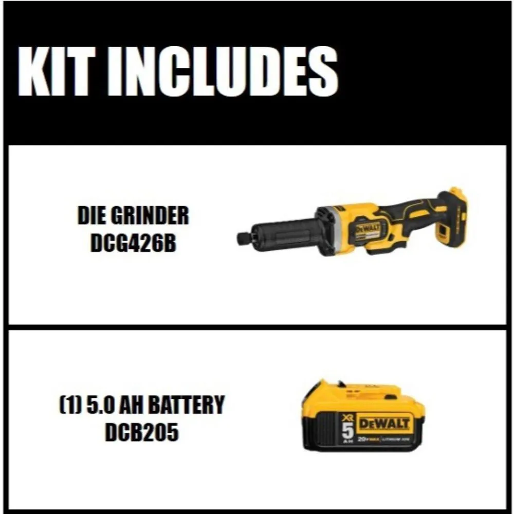 DEWALT 20-Volt MAX Li-Ion Cordless Brushless 1-1/2 in. Variable Speed Die Grinder (Tool-Only) with 20-Volt Li-Ion Battery 5 Ah, photo 2 of 6