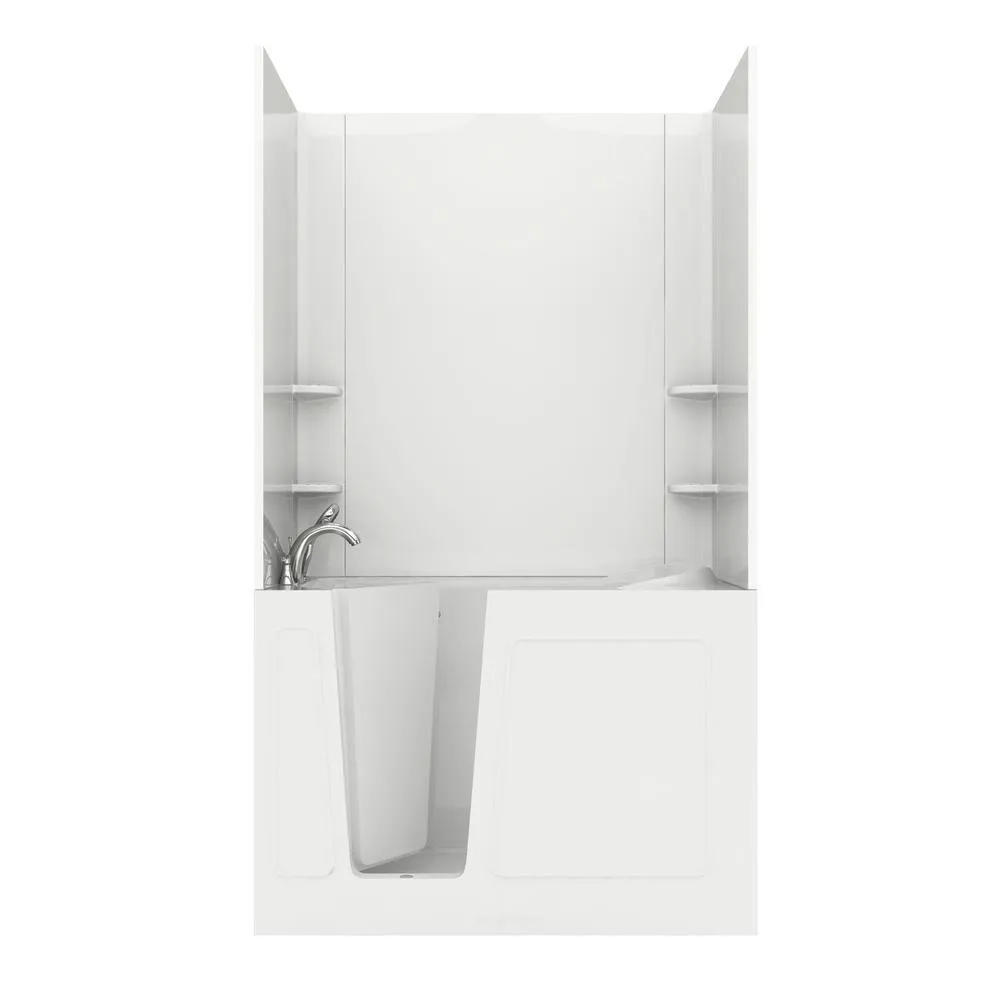 Universal Tubs Rampart Nova Heated 5 ft. Walk-in Whirlpool and Air Bathtub with Flat Easy Up Adhesive Wall Surround in White, photo 15 of 29