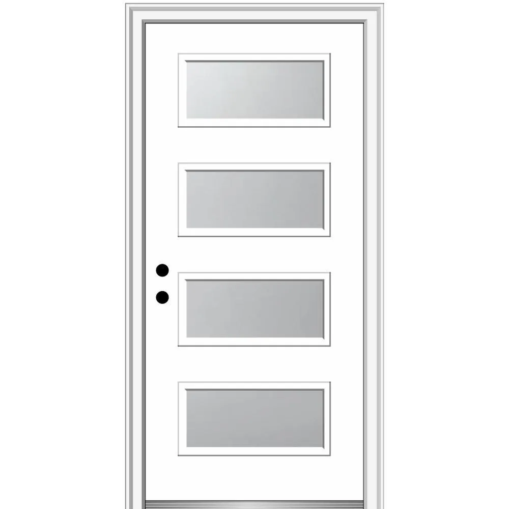 MMI Door 36 in. x 80 in. Celeste Left-Hand Inswing 4-Lite Frosted Glass Painted Steel Prehung Front Door on 6-9/16 in. Frame, photo 20 of 52