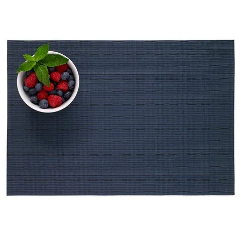 19 × 13 in Grass Cloth Blue Reversible PVC and Polyester Woven Indoor Outdoor Placemats