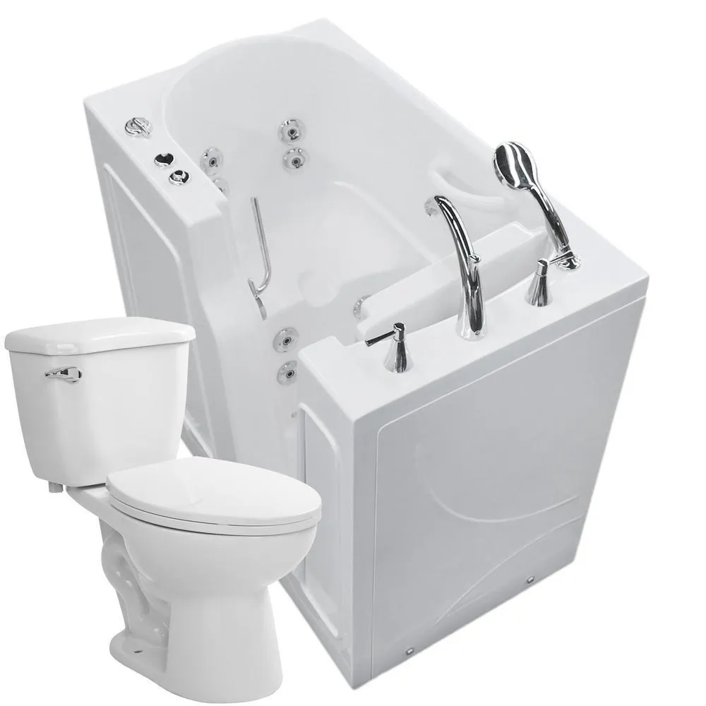 Universal Tubs 45.75 in. Walk-In Whirlpool Bathtub in White with 1.28 GPF Single Flush Toilet, photo 9 of 16