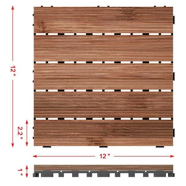 SmileMart 27pcs Patio Pavers Wood Flooring Tiles,Interlocking Wood Tiles Indoor & Outdoor,12 x 12", photo 9 of 9