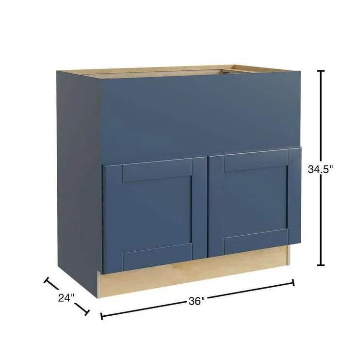 Home Decorators Collection Washington Vessel Blue Plywood Shaker Assembled Farm Sink Base Kitchen Cabinet Sft Cls 36 in. W x 24 in. D x 34.5 in. H, photo 7 of 7