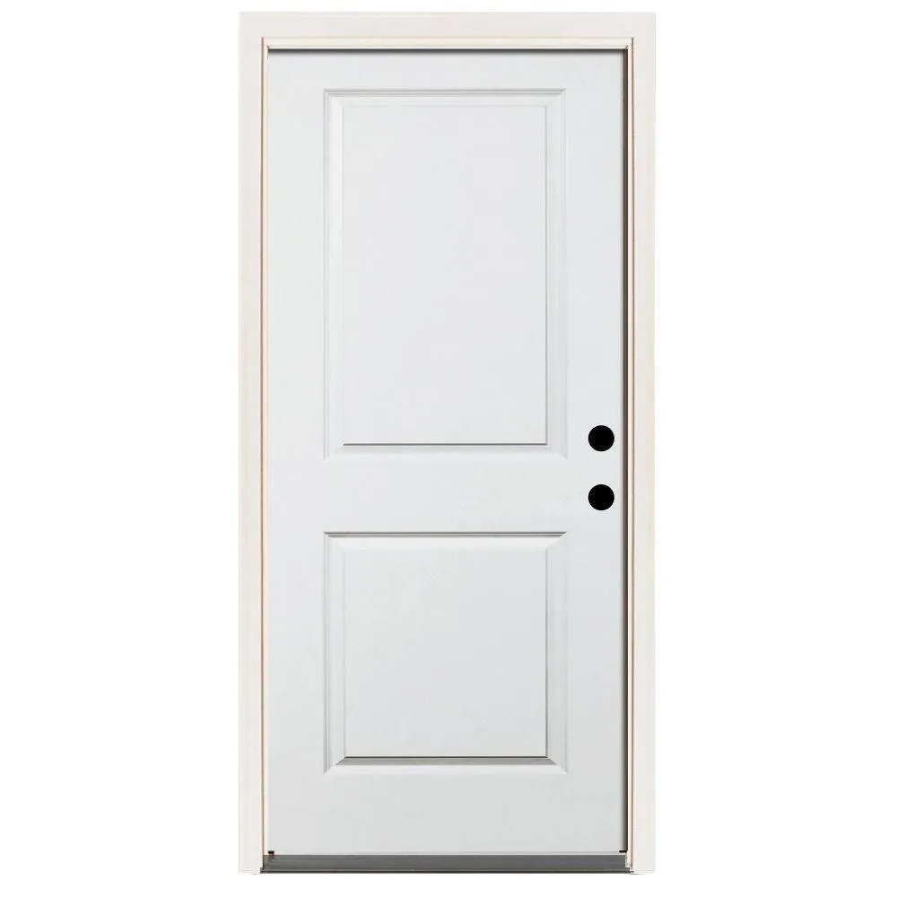 Steves & Sons 36 in. x 80 in. Premium 2-Panel Square Primed White Steel Prehung Front Door, Right-Hand Inswing, 4 in. Wall, photo 8 of 11