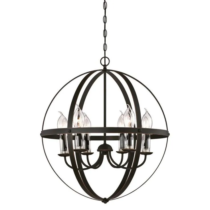 Stella Mira 6-Light Oil Rubbed Bronze with Highlights Outdoor Hanging Chandelier, photo 3 of 5