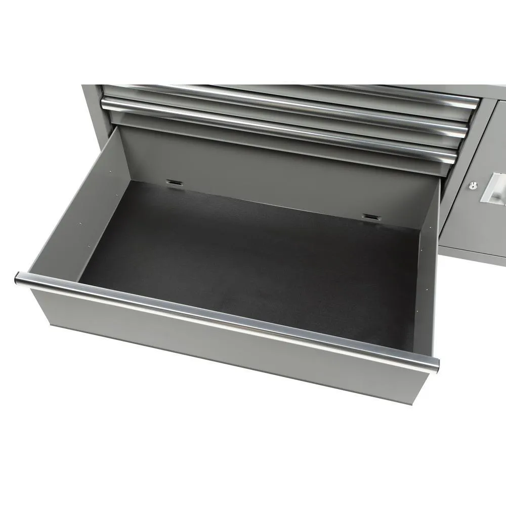 56 in. W x 24.5 in. D 5-Drawer 1-Door Tool Chest Mobile Workbench with Solid Wood Top in Matte Gray, photo 9 of 20
