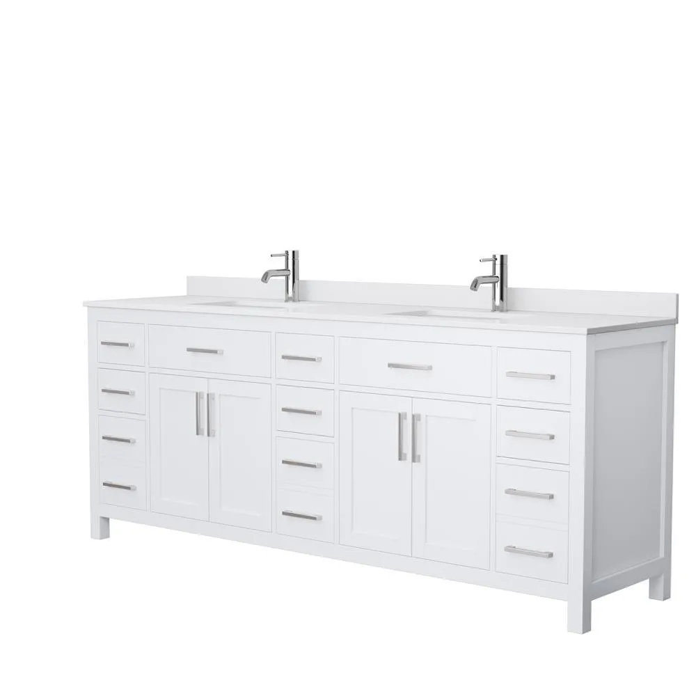 Beckett 54 in. W x 22 in. D Single Vanity in White with Cultured Marble Vanity Top in Carrara with White Basin, photo 10 of 54