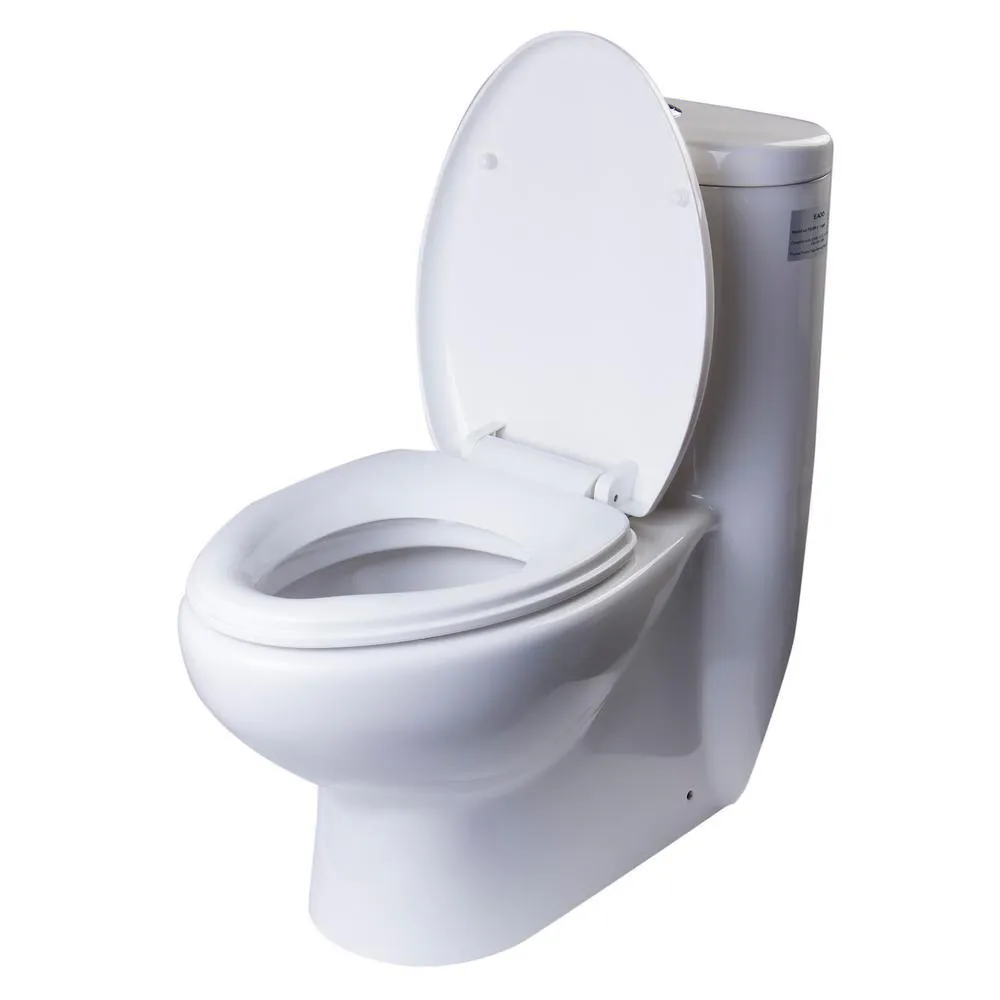 EAGO 1-Piece 1.1/1.6 GPF Dual Flush Elongated Toilet in White, photo 2 of 7