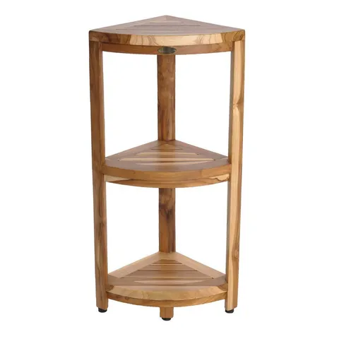 EarthyTeak Oasis 12 in. 3-Tier Teak Corner Shelf