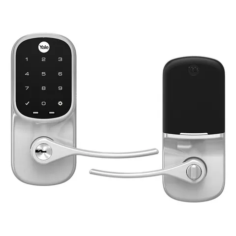 Assure Satin Nickel Lever Lock Entry Door Lever with 5 Pin Cylinder