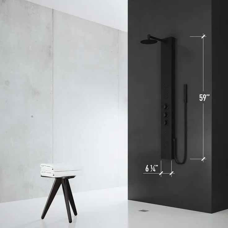 Elling-Ton 59 in. 4-Jet High Pressure Shower System with Fixed Rainhead and Handheld Dual Shower in Matte Black, photo 7 of 9