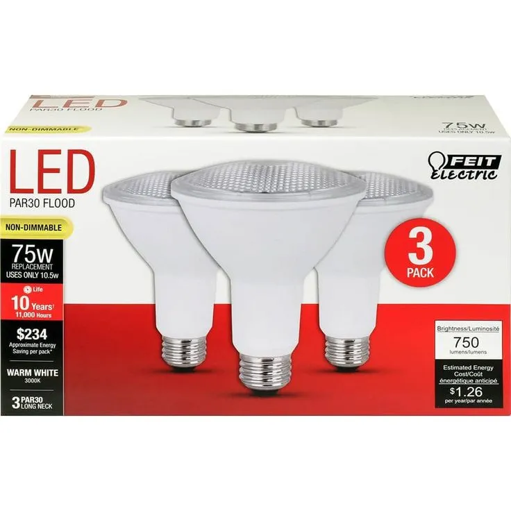 Feit Electric 75-Watt Equivalent (3000K) PAR30 LED Flood Light Bulb, Warm White (18-Pack), photo 4 of 7