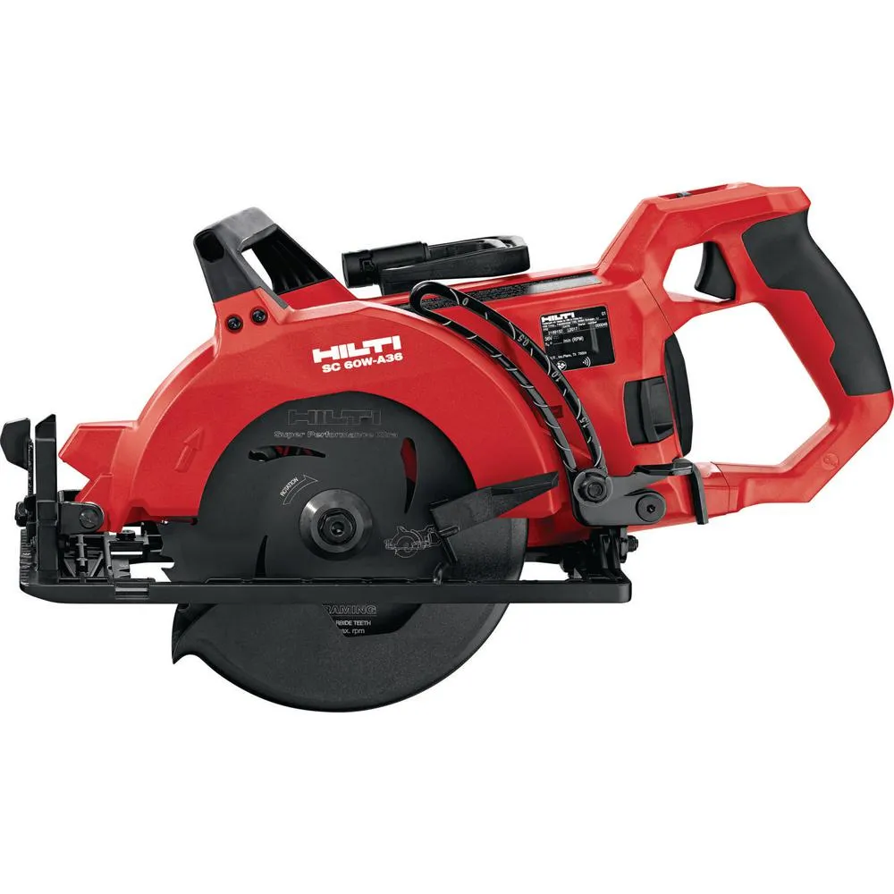 Hilti SC 60W-A 7-1/4 in. 36-Volt Cordless Brushless Worm Drive Circular Saw Kit with Li-Ion Battery Pack, SPX Blades and More, photo 3 of 9