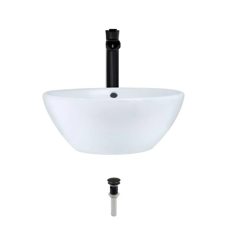 MR Direct Porcelain Vessel Sink in White with 731 Faucet and Pop-Up Drain in Antique Bronze, photo 8 of 10