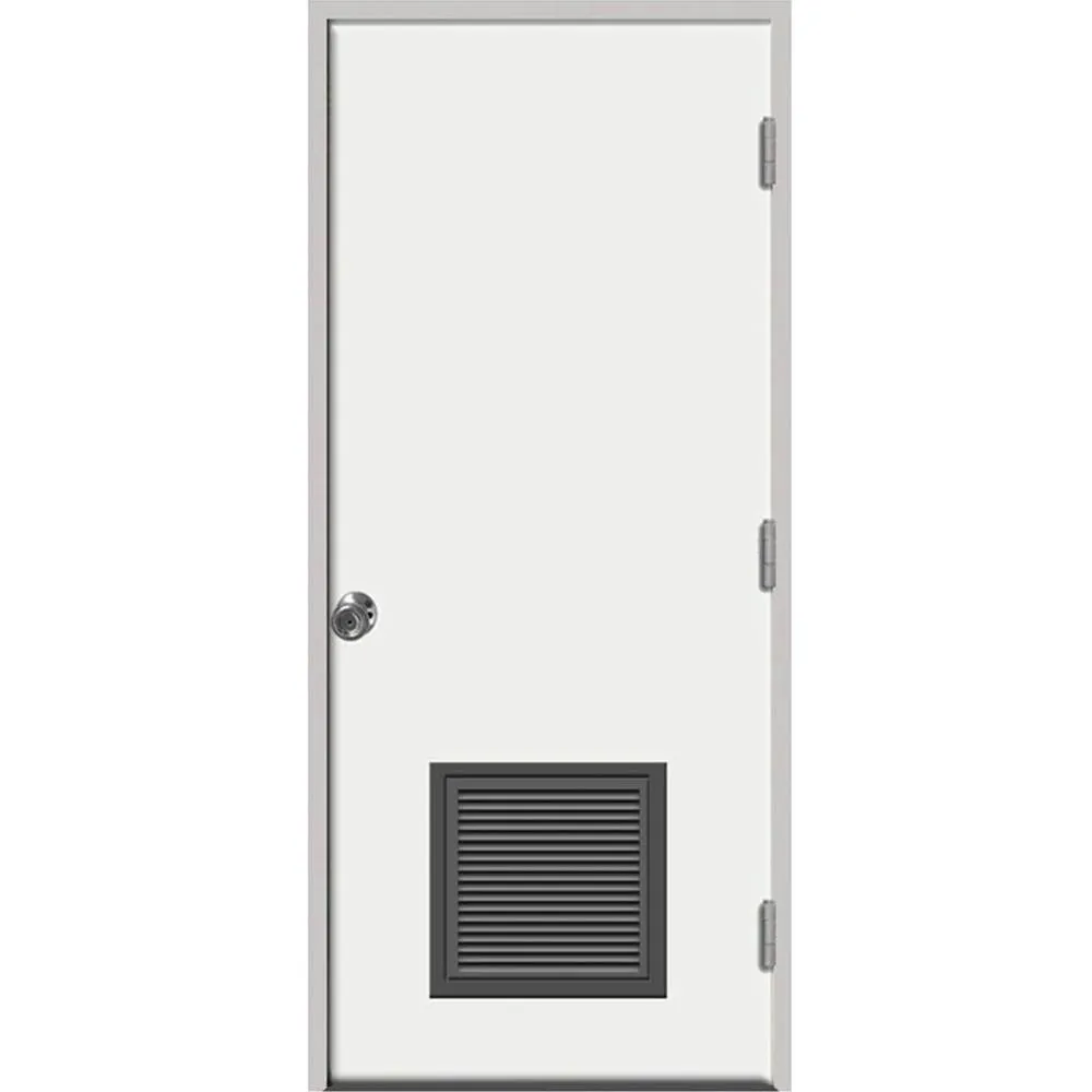 Steves & Sons 30 in. x 80 in. Premium Vented Flush White Primed Left-Hand Outswing Steel Prehung Front Door with 4 in. Wall, photo 7 of 16