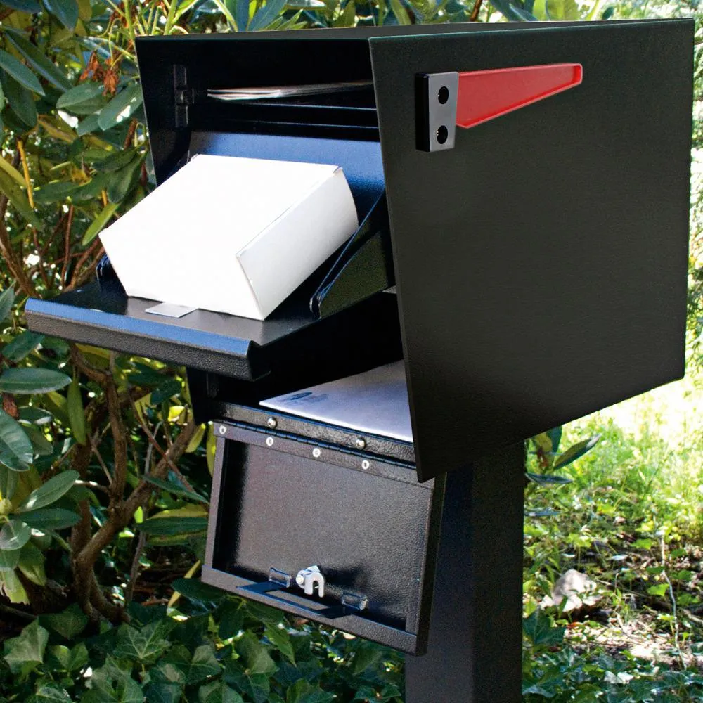 Mail Boss Package Master Locking Post-Mount Mailbox with High Security Reinforced Patented Locking System, Black, photo 6 of 13
