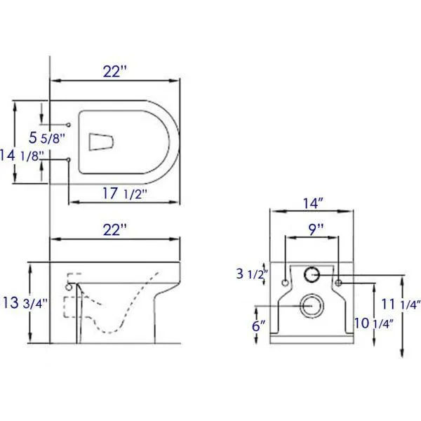 EAGO Wall Mount 1-Piece 0.8/1.6 GPF Dual Flush Elongated Toilet Bowl in White Seat Included, photo 6 of 6