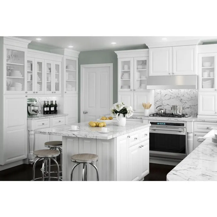 Home Decorators Collection Brookfield Assembled 36x34.5x24 in. Plywood Mitered Sink Base Kitchen Cabinet Soft Close Doors in Painted Pacific White, photo 4 of 4