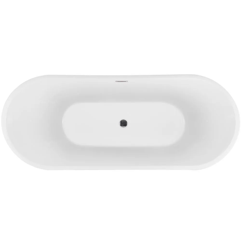 59 in. Acrylic Center Drain Oval Double Slipper Flatbottom Freestanding Bathtub in Glossy White, photo 7 of 10