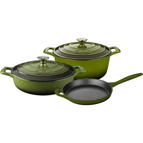 PRO Range 5-Piece Cast Iron Cookware Set in Olive Green