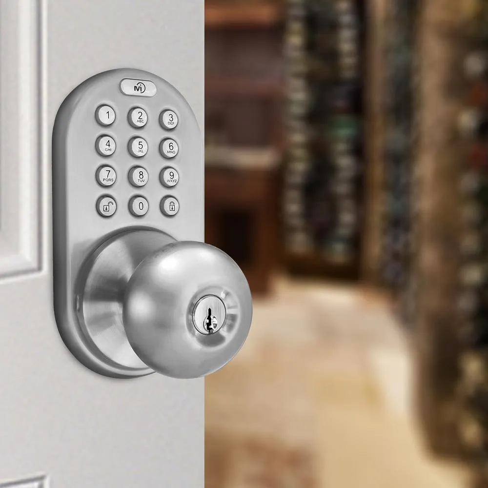 Morning Industry Satin Nickle Single-Cylinder Electronic Door Knob with Keyless Back-Lit Keypad Entry, photo 4 of 10