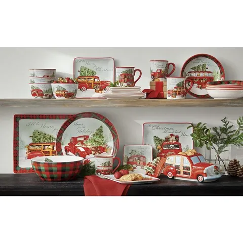 Home For Christmas Multicolor Dessert Plate (Set of 4)