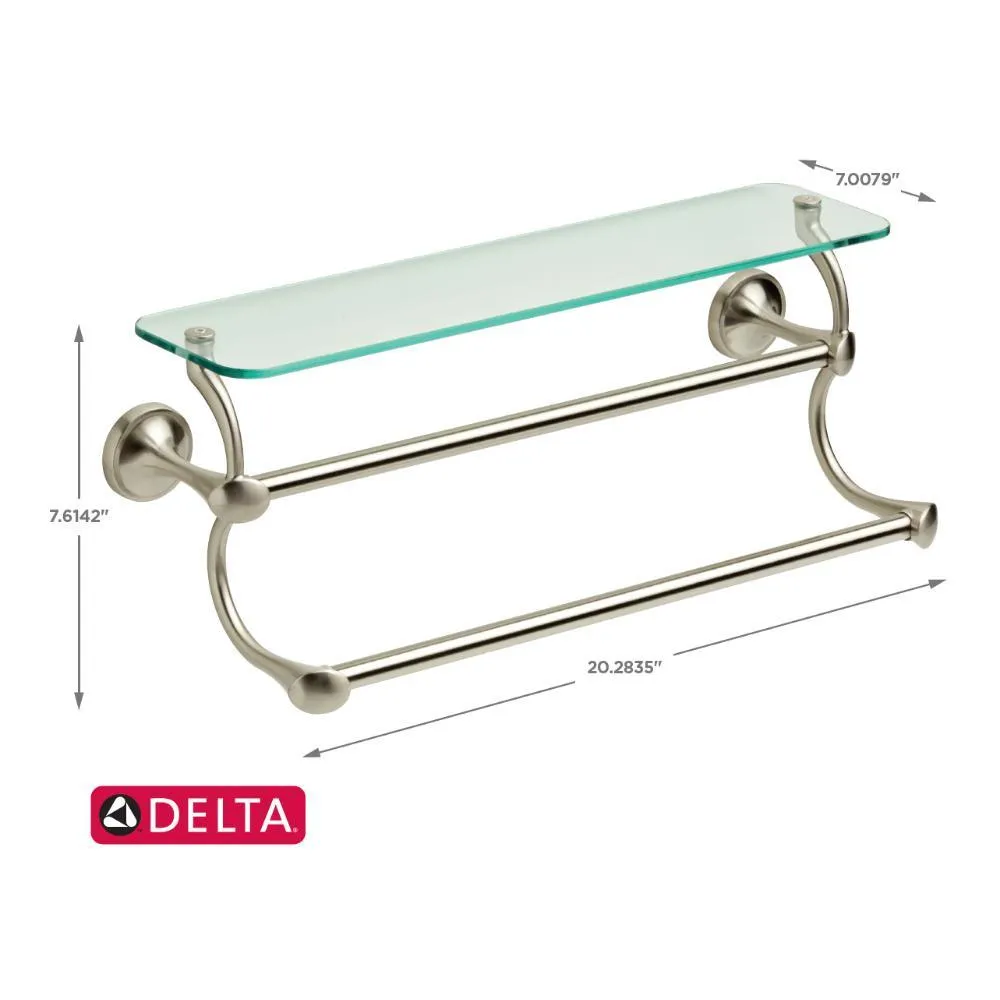 18 in. Glass Shelf with Double Towel Bar in SpotShield Brushed Nickel, photo 6 of 9