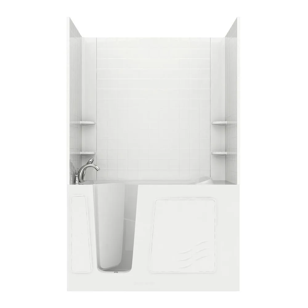 Universal Tubs Rampart 3.9 ft. Walk-in Whirlpool and Air Bathtub with 4 in. Tile Easy Up Adhesive Wall Surround, Right Drain, White, photo 22 of 42