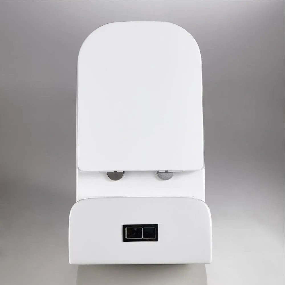 1-Piece 1.28 GPF Dual Flush Ceramic Square Elongated Toilet in White, Seat Included, photo 5 of 7