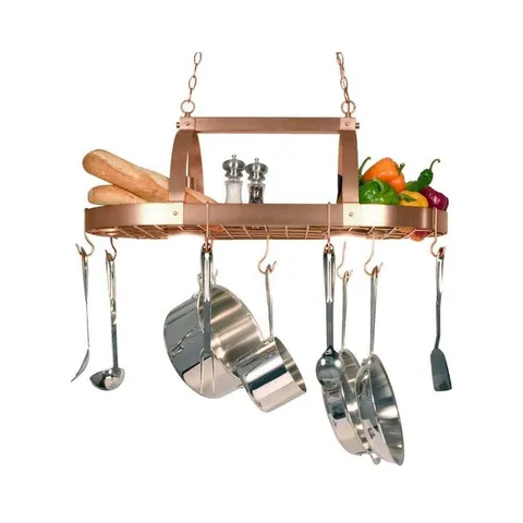 Home Collection 19.25 × 35.7 in Copper Lighted Pot Rack
