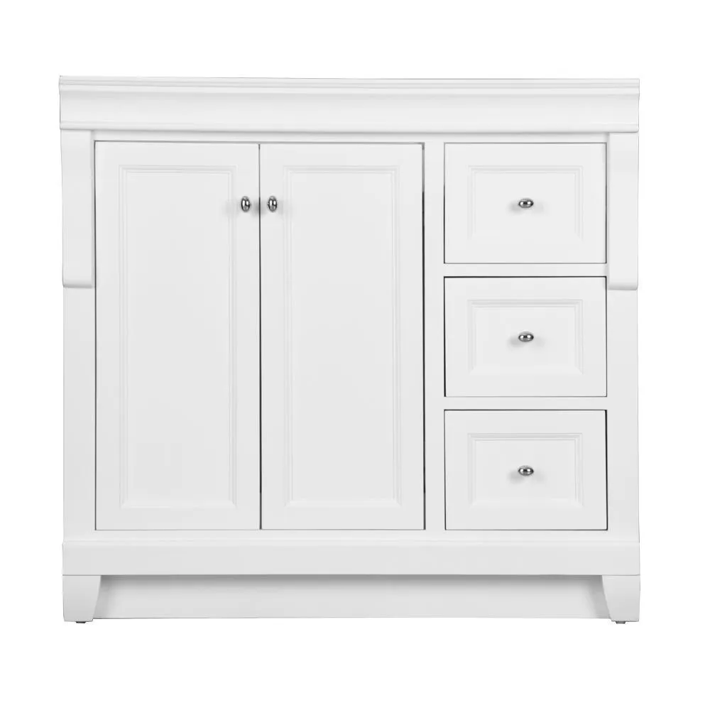 Naples 36 in. W Bath Vanity Cabinet Only in White with Right Hand Drawers, photo 7 of 42