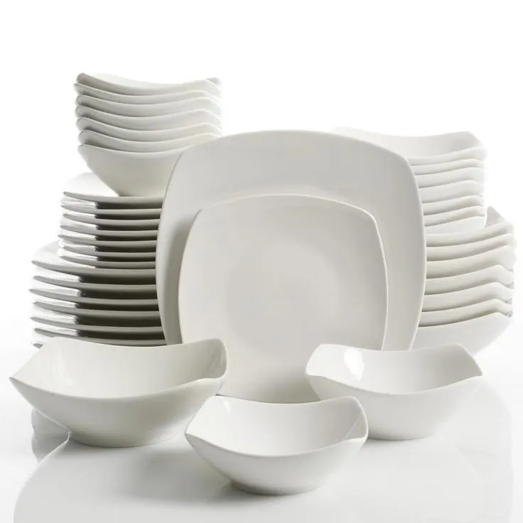 Brentwood 40-Piece Modern White Ceramic Dinnerware Set (Service for 8), photo 2 of 2