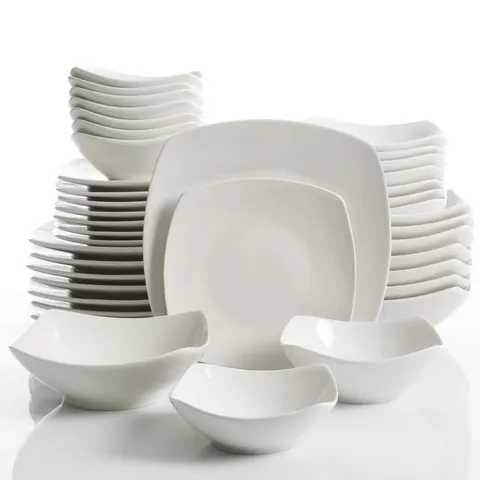 Brentwood 40-Piece Modern White Ceramic Dinnerware Set (Service for 8)