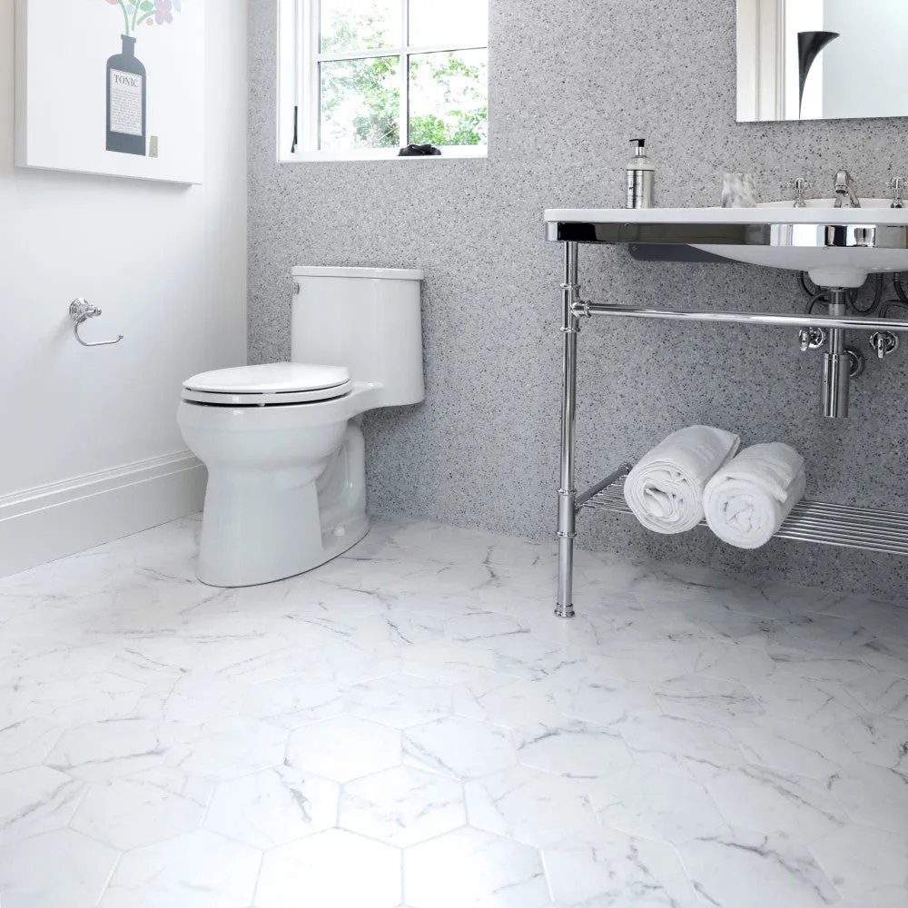 Merola Tile Classico Carrara Hexagon 7 in. x 8 in. Porcelain Floor and Wall Tile (7.67 sq. ft. / case), photo 4 of 8