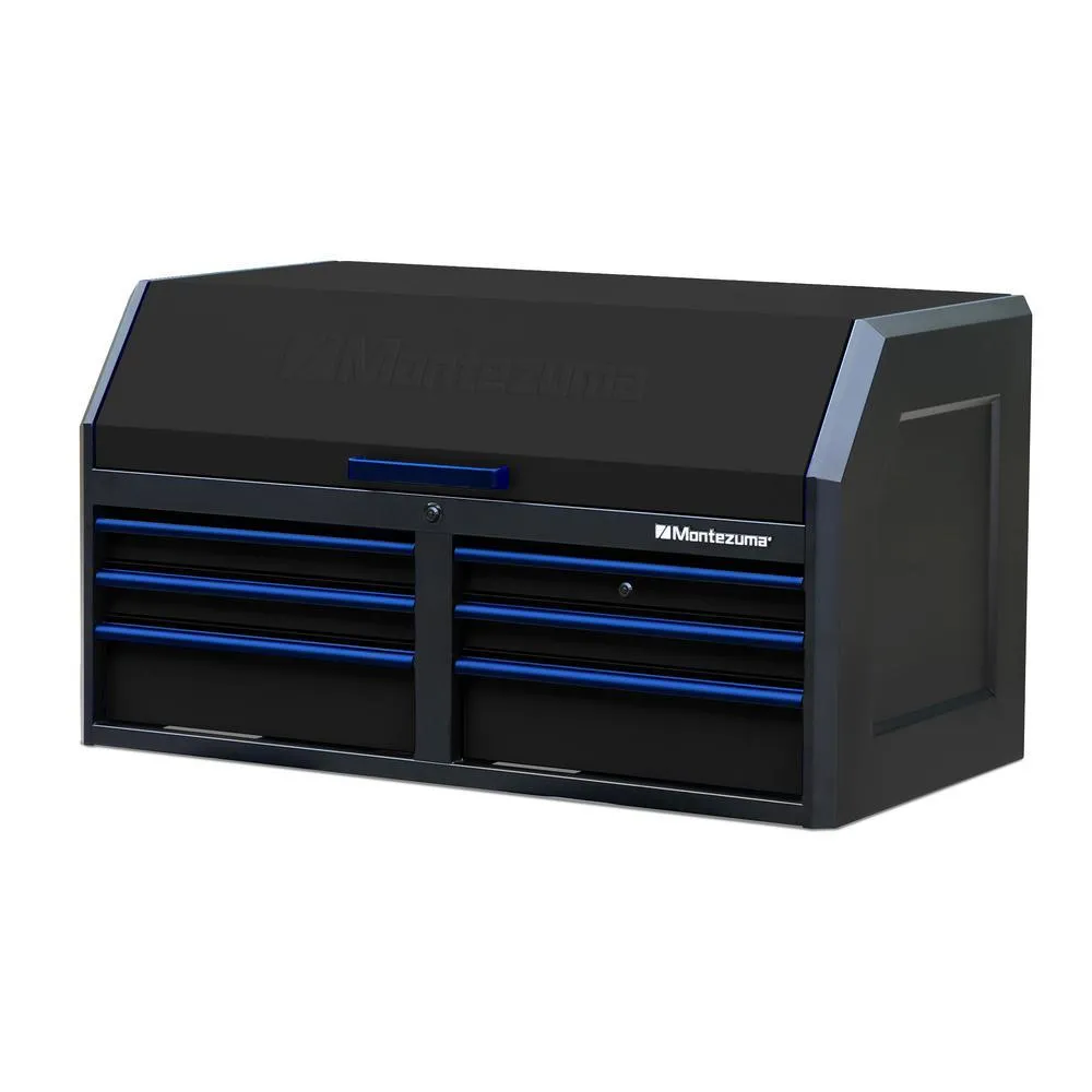 46 in. x 24 in. 6-Drawer Tool Top Chest with Power and USB Outlets in Black and Blue, photo 5 of 11