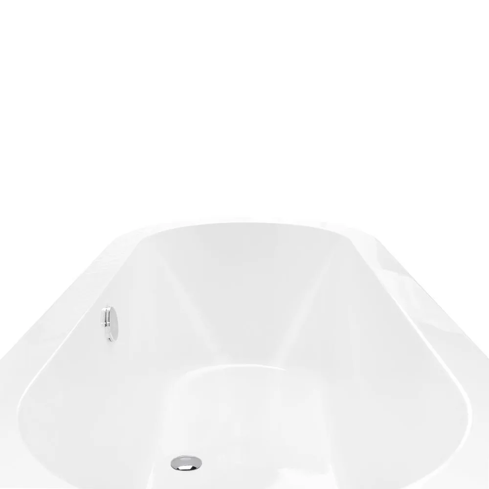 70.8 in. Acrylic Pop Up Drain Oval Double Ended Flatbottom Freestanding Bathtub in White, photo 6 of 9