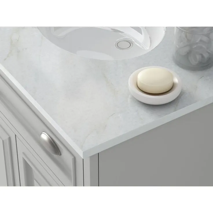 Sadie 38 in. W x 21.5 in. D Vanity in Dove Grey with Marble Vanity Top in Natural White with White Sink, photo 3 of 6
