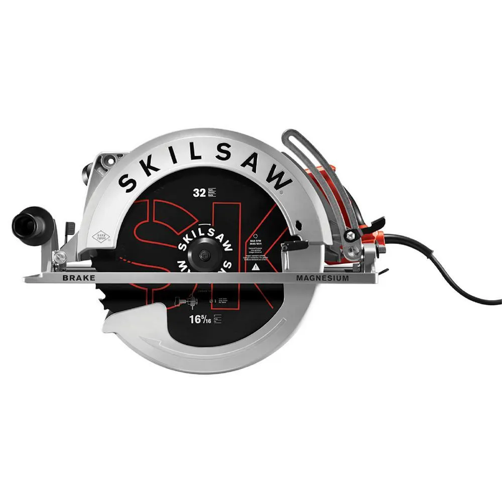 16-5/16 in. 15 Amp Corded Electric Magnesium Worm Drive Circular Saw with 32-Tooth Carbide Blade, photo 7 of 10