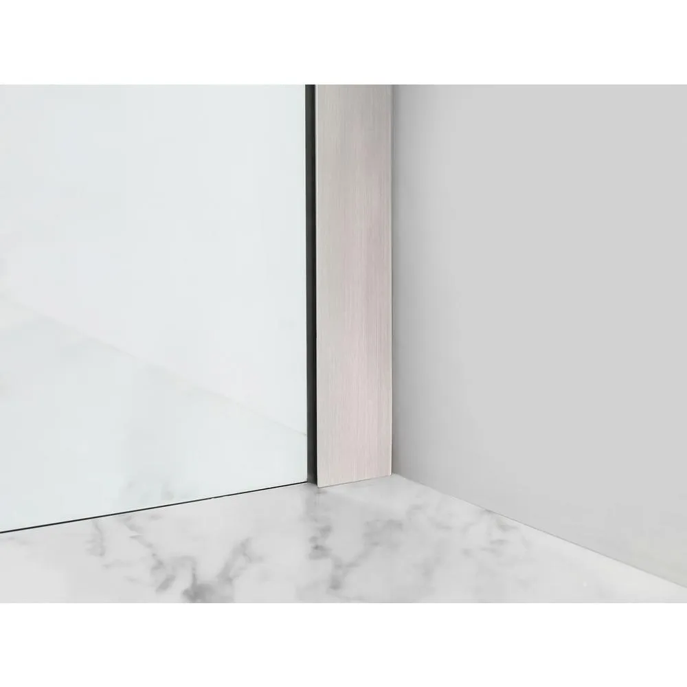 Langham XL 56 - 60 in. x 80 in. Frameless Sliding Shower Door with StarCast Clear Glass in Stainless Steel, Right Hand, photo 5 of 23