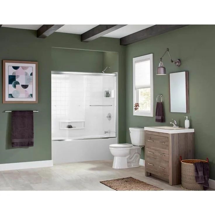 Delta Distinction 60 in. W x 60 in. H Three Piece Glue Up Tub Surrounds in High Gloss White, photo 4 of 8