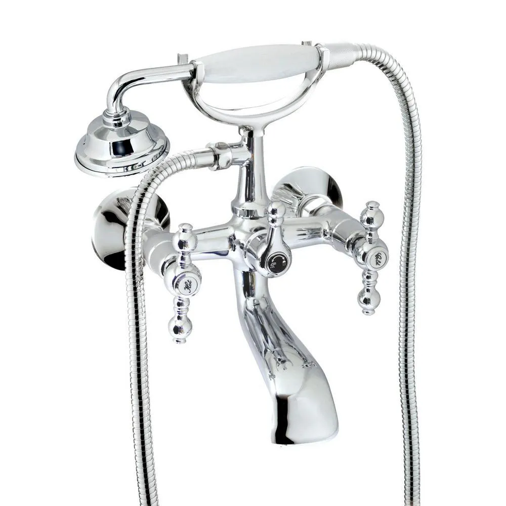 MODONA Classic 6 in. 2-Handle 1-Spray Tub and Shower Faucet with Porcelain Hand Held Shower in Polished Chrome (Valve Included), photo 7 of 7