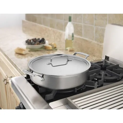 MultiClad Pro 5.5 qt. Stainless Steel Saute Pan with Lid with Dual Handles
