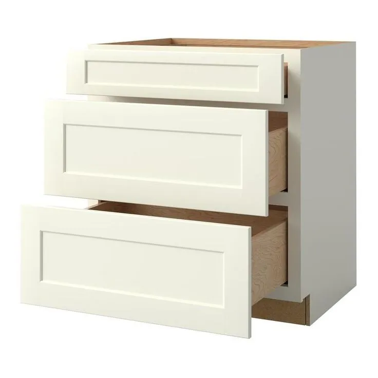 allen + roth Aveley 30-in W x 34.5-in H x 24-in D Linen Maple Drawer Base Semi-Custom Cabinet, photo 2 of 6