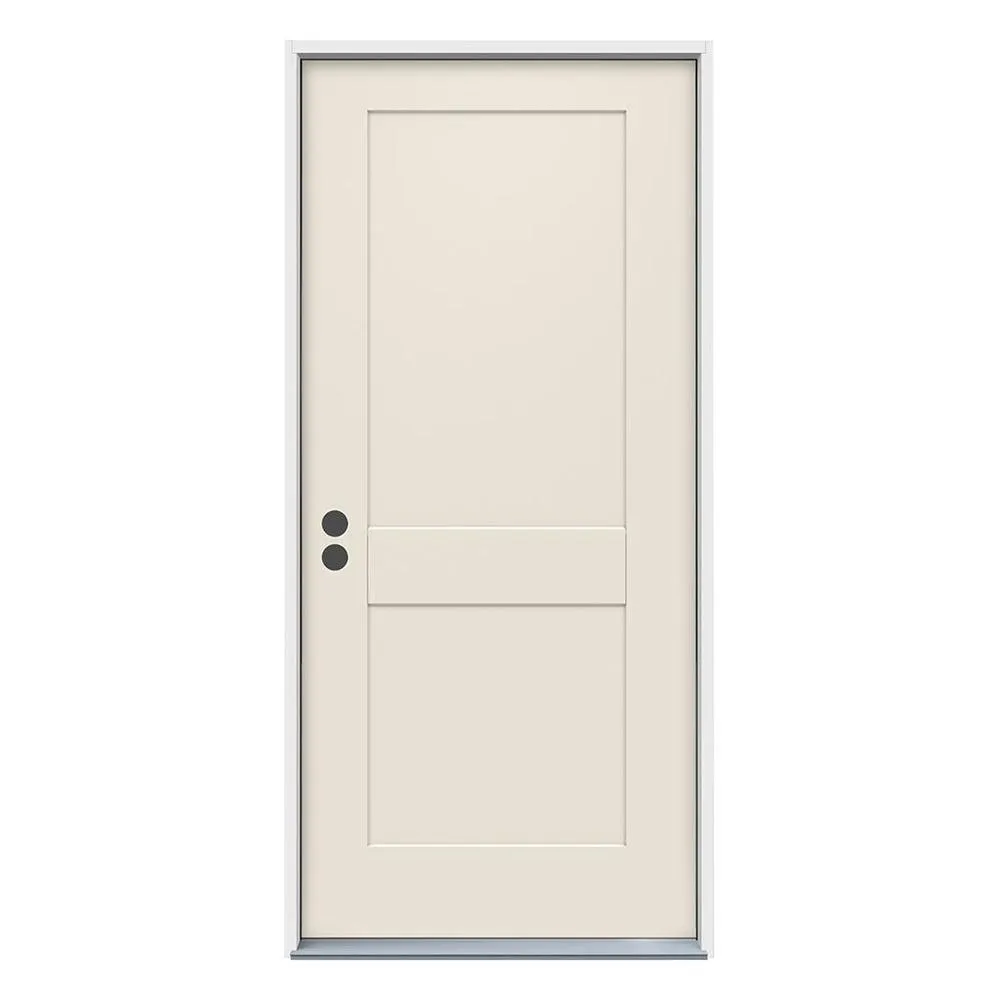 JELD-WEN 32 in. x 80 in. 2-Panel Craftsman Primed Steel Prehung Right-Hand Inswing Front Door, photo 11 of 12