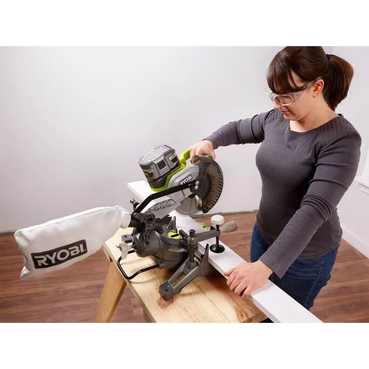 RYOBI ONE+ 18V Cordless 7-1/4 in. Miter Saw with (2) 3.0 ONE+ 18V LITHIUM+ HP Batteries and Dual Chemistry Charger, photo 6 of 6